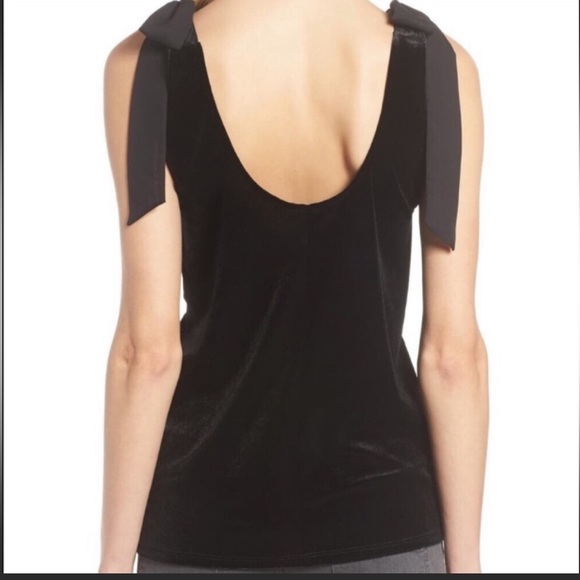 🐝 3/$20 Gibson Black Velvet Tie Shoulder Sleeveless Top Petite size Extra Small - Picture 5 of 8